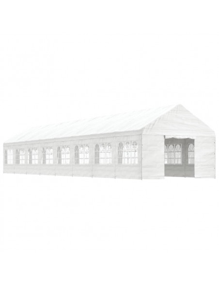 Gazebo con Tetto Bianco 17,84x4,08x3,22 m in Polietilene