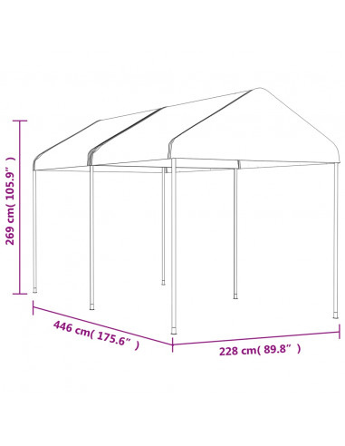 Gazebo con Tetto Bianco 4,46x2,28x2,69 m in Polietilene