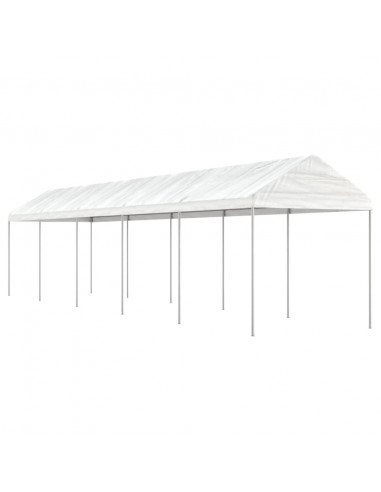 Gazebo con Tetto Bianco 11,15x2,28x2,69 m in Polietilene