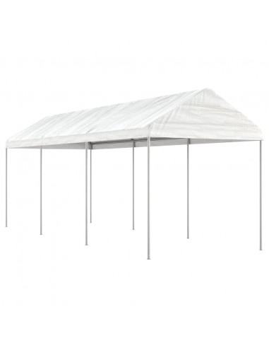 Gazebo con Tetto Bianco 6,69x2,28x2,69 m in Polietilene