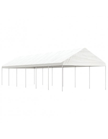 Gazebo con Tetto Bianco 13,38x4,08x3,22 m in Polietilene