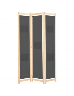Divisorio a 3 Pannelli Grigio 120x170x4 cm in Tessuto 2