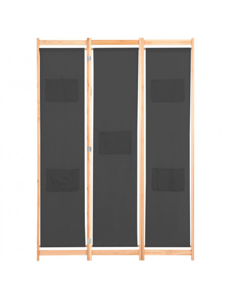 Divisorio a 3 Pannelli Grigio 120x170x4 cm in Tessuto