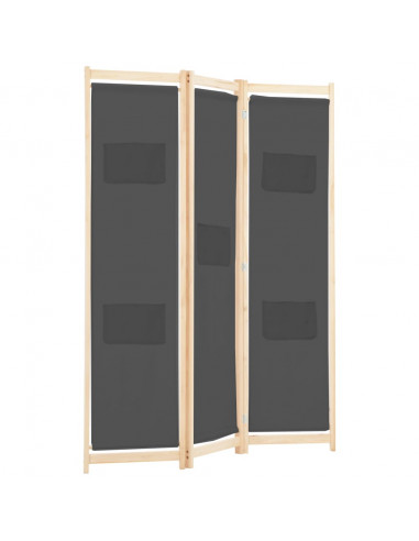 Divisorio a 3 Pannelli Grigio 120x170x4 cm in Tessuto