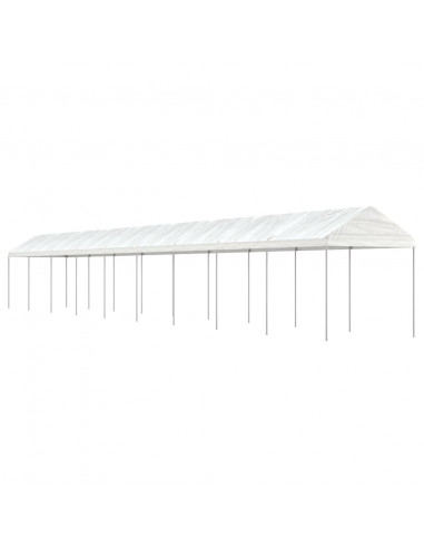 Gazebo con Tetto Bianco 20,07x2,28x2,69 m in Polietilene