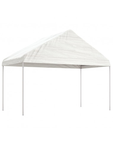 Gazebo con Tetto Bianco 15,61x4,08x3,22 m in Polietilene