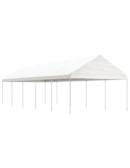 Gazebo con Tetto Bianco 11,15x4,08x3,22 m in Polietilene