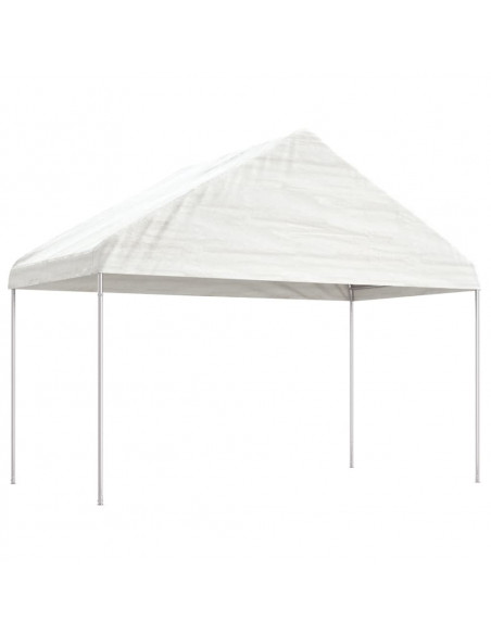 Gazebo con Tetto Bianco 11,15x4,08x3,22 m in Polietilene