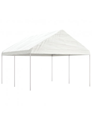 Gazebo con Tetto Bianco 4,46x4,08x3,22 m in Polietilene