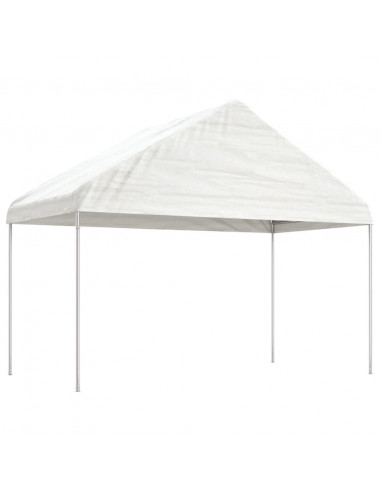 Gazebo con Tetto Bianco 4,46x4,08x3,22 m in Polietilene