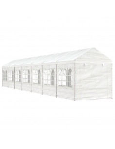 Gazebo con Tetto Bianco 15,61x2,28x2,69 m in Polietilene 2