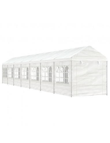 Gazebo con Tetto Bianco 15,61x2,28x2,69 m in Polietilene