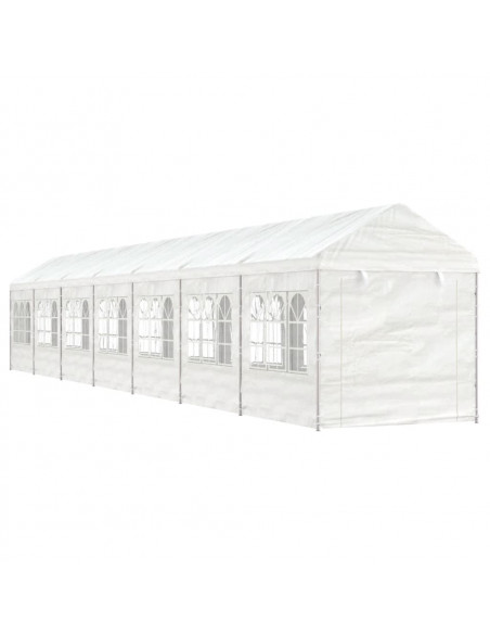 Gazebo con Tetto Bianco 15,61x2,28x2,69 m in Polietilene