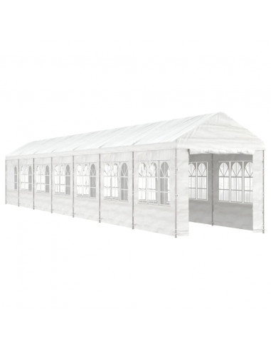 Gazebo con Tetto Bianco 15,61x2,28x2,69 m in Polietilene