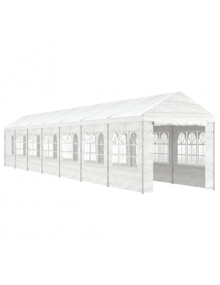 Gazebo con Tetto Bianco 15,61x2,28x2,69 m in Polietilene