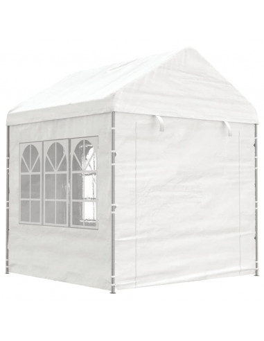 Gazebo con Tetto Bianco 15,61x2,28x2,69 m in Polietilene
