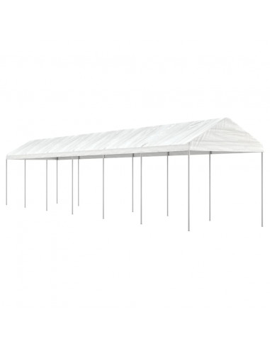 Gazebo con Tetto Bianco 13,38x2,28x2,69 m in Polietilene