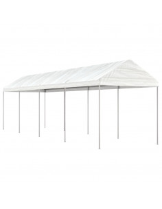 Gazebo con Tetto Bianco 8,92x2,28x2,69 m in Polietilene 2