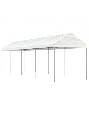 Gazebo con Tetto Bianco 8,92x2,28x2,69 m in Polietilene