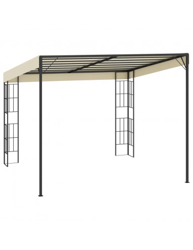 Gazebo a Parete 3x3 m Crema in Tessuto