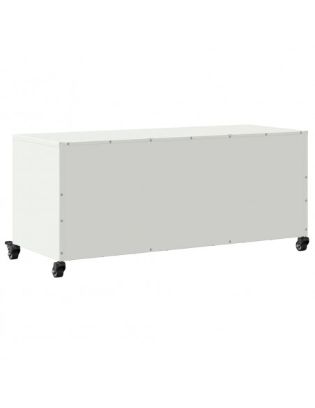Mobile TV Bianco 100,5x39x43,5 cm in Acciaio Laminato a Freddo