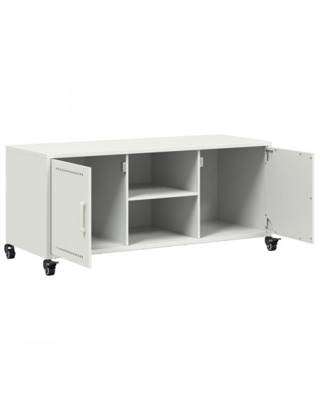 Mobile TV Bianco 100,5x39x43,5 cm in Acciaio Laminato a Freddo