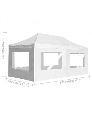 Gazebo Professionale Pieghevole Alluminio e Pareti 6x3m Bianco