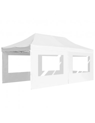 Gazebo Professionale Pieghevole Alluminio e Pareti 6x3m Bianco