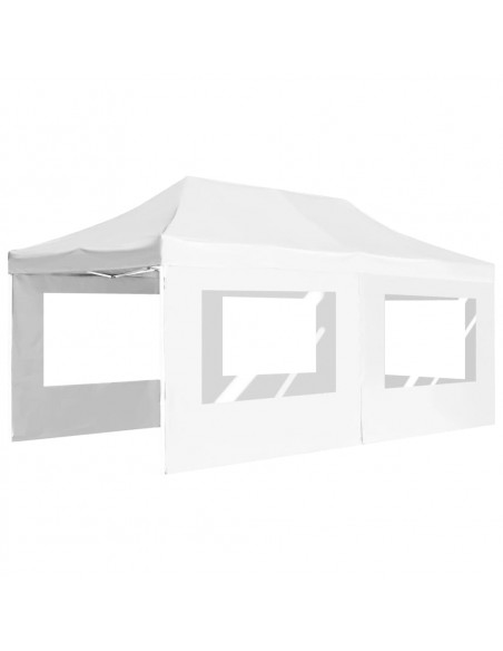 Gazebo Professionale Pieghevole Alluminio e Pareti 6x3m Bianco
