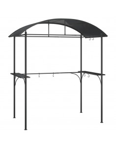 Gazebo Barbecue Ripiani Laterali Antracite 220x115x230 Acciaio 2