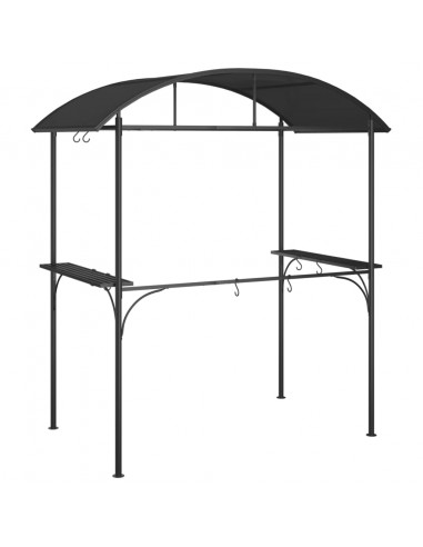 Gazebo Barbecue Ripiani Laterali Antracite 220x115x230 Acciaio