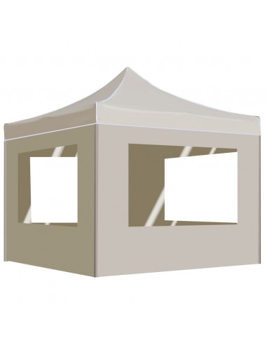 Gazebo Professionale Pieghevole Alluminio con Pareti 3x3m Crema