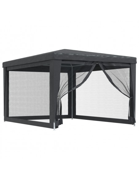 Tenda per Feste con 4 Pareti in Rete Antracite 3x4 m in HDPE