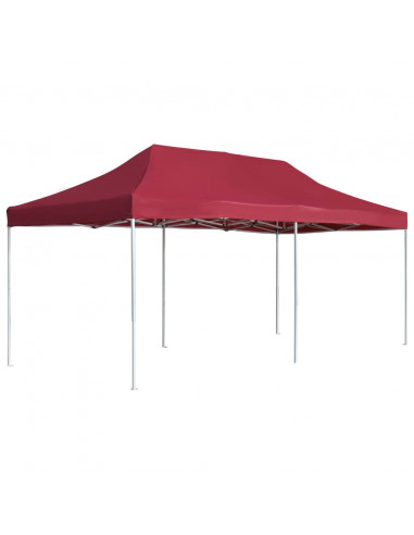 Gazebo Professionale Pieghevole in Alluminio 6x3 m Rosso Vino