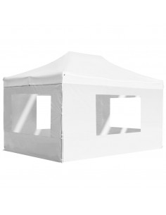 Gazebo Professionale Pieghevole in Alluminio Pareti 4,5x3m Bianco 2