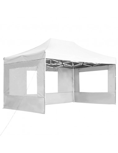 Gazebo Professionale Pieghevole in Alluminio Pareti 4,5x3m Bianco