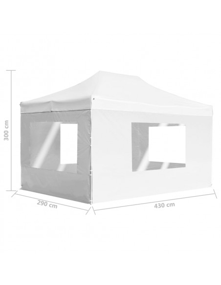 Gazebo Professionale Pieghevole in Alluminio Pareti 4,5x3m Bianco