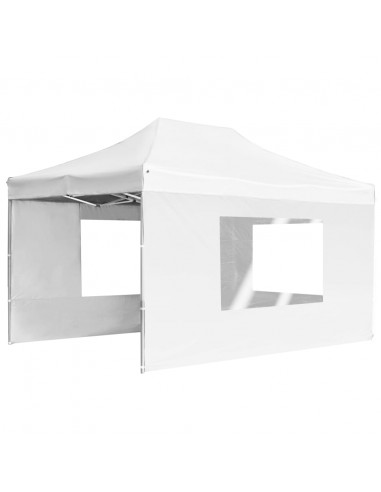 Gazebo Professionale Pieghevole in Alluminio Pareti 4,5x3m Bianco