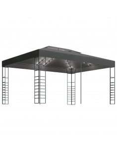Gazebo con Stringa di Luci LED 3x4 m Antracite 2