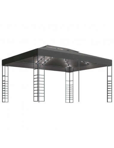 Gazebo con Stringa di Luci LED 3x4 m Antracite