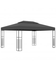 Gazebo con Stringa di Luci LED 3x4 m Antracite 2