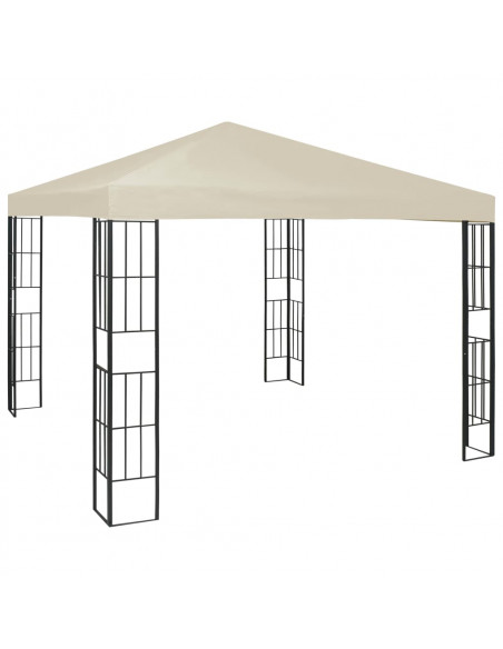Gazebo con Stringa di Luci LED 3x3 m Crema