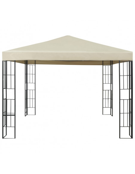 Gazebo con Stringa di Luci LED 3x3 m Crema