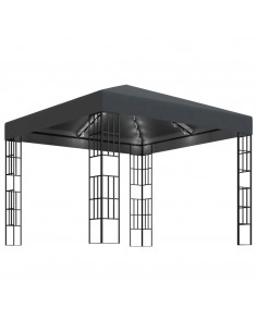 Gazebo con Stringa di Luci LED 3x3 m Antracite 2