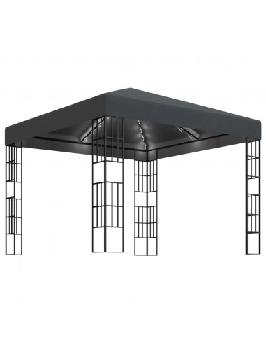 Gazebo con Stringa di Luci LED 3x3 m Antracite