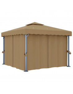 Gazebo con Tende 3x3 cm Grigio Talpa in Alluminio 2