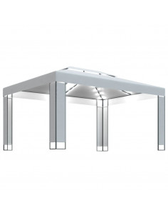 Gazebo con Stringa di Luci LED Bianco 3x4 m 2
