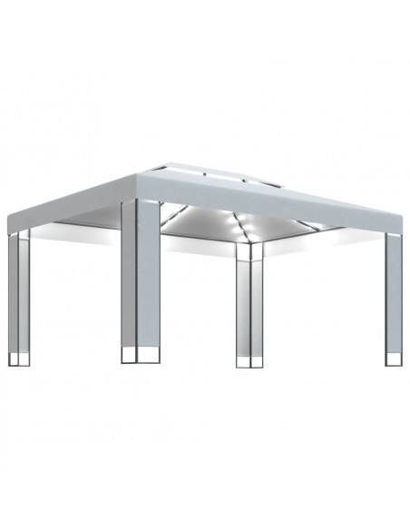 Gazebo con Stringa di Luci LED Bianco 3x4 m