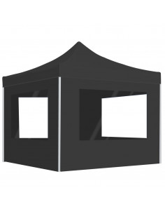 Gazebo Pieghevole con Pareti Alluminio 2x2 m Antracite 2