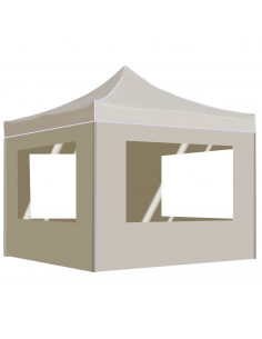 Gazebo Professionale Pieghevole Alluminio con Pareti 2x2m Crema 2